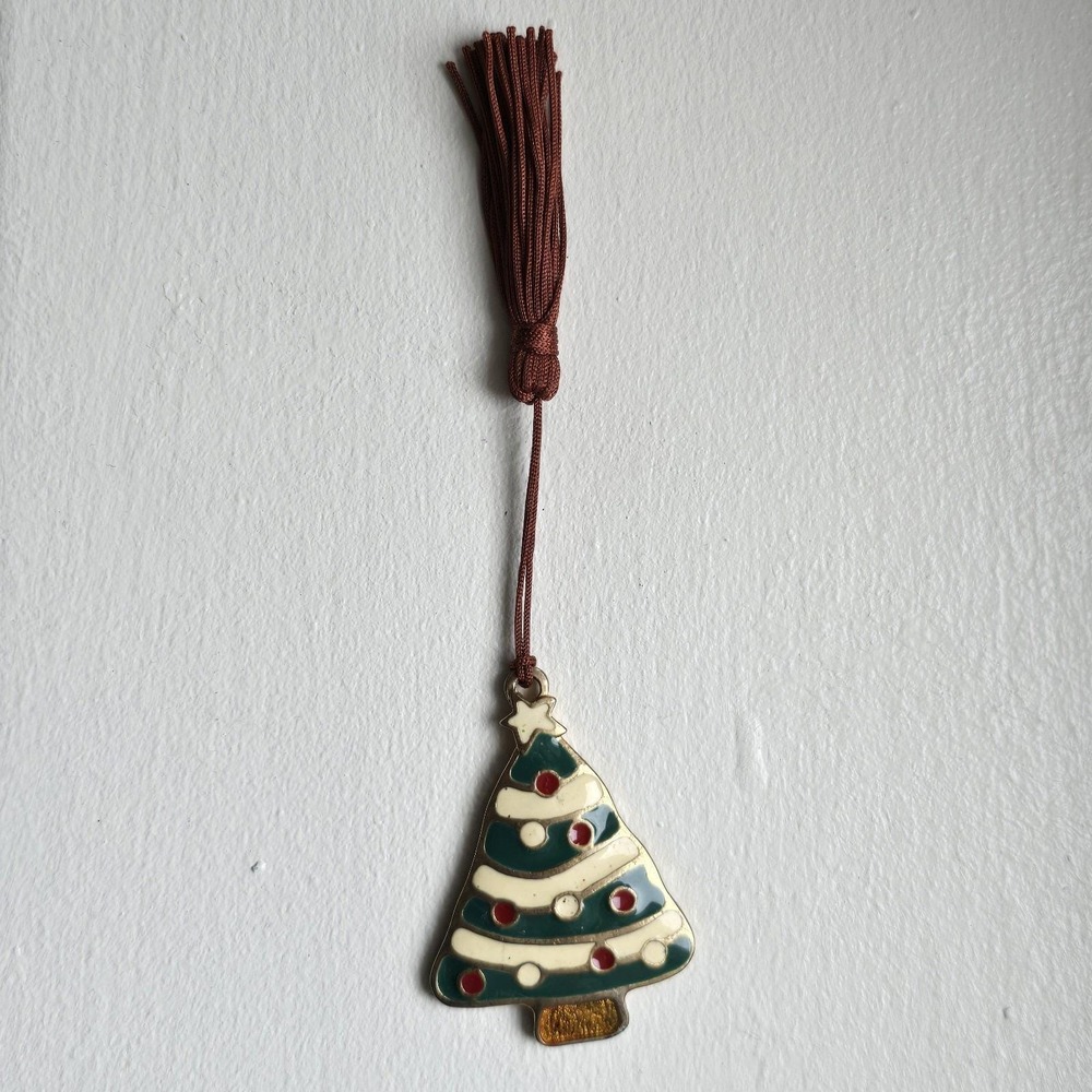 Vintage Wallace‎ Silversmiths Enamel Christmas Tree Ornament Tassel Holiday